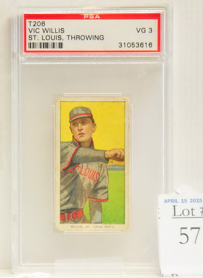 1909-11 T206 Vic Willis St. Louis: Sweet Caporal Back PSA Graded VG 3