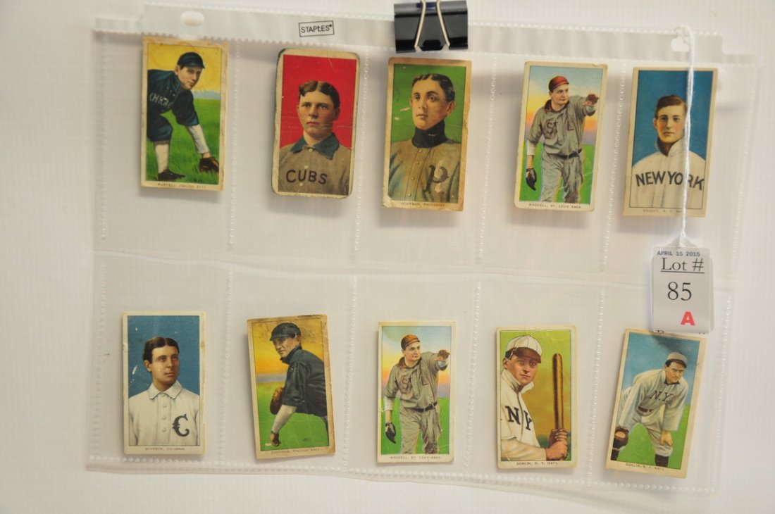 10 Raw T206 Cards with Piedmont Backs: Waddell, Hoffman, Purtell, Knight, Schreck, Donohue, Waddell, Donlin(2)
