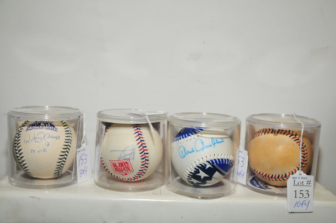 4 Signed All-Star Baseballs JSA Certs: Roberto Alomar, Chris Chambliss, Ivan Rodriguez and Manny Ramirez