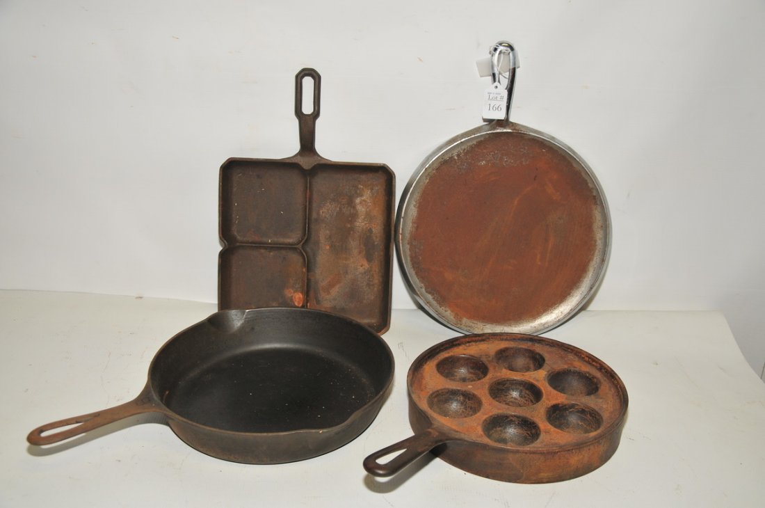 Four Piece Collection of Griswold: Including Colonial Breakfast Skillet, Cast Iron Griddle 609, #962 and #8 Skillet