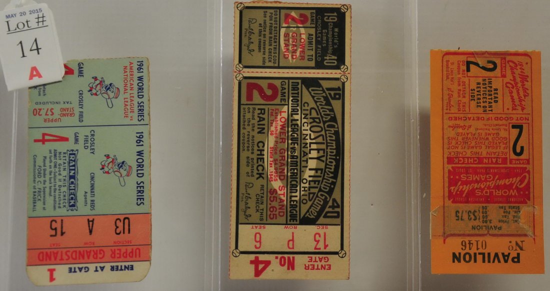 Three World Series Tickets Stubs: 1940, 1944 and 1961