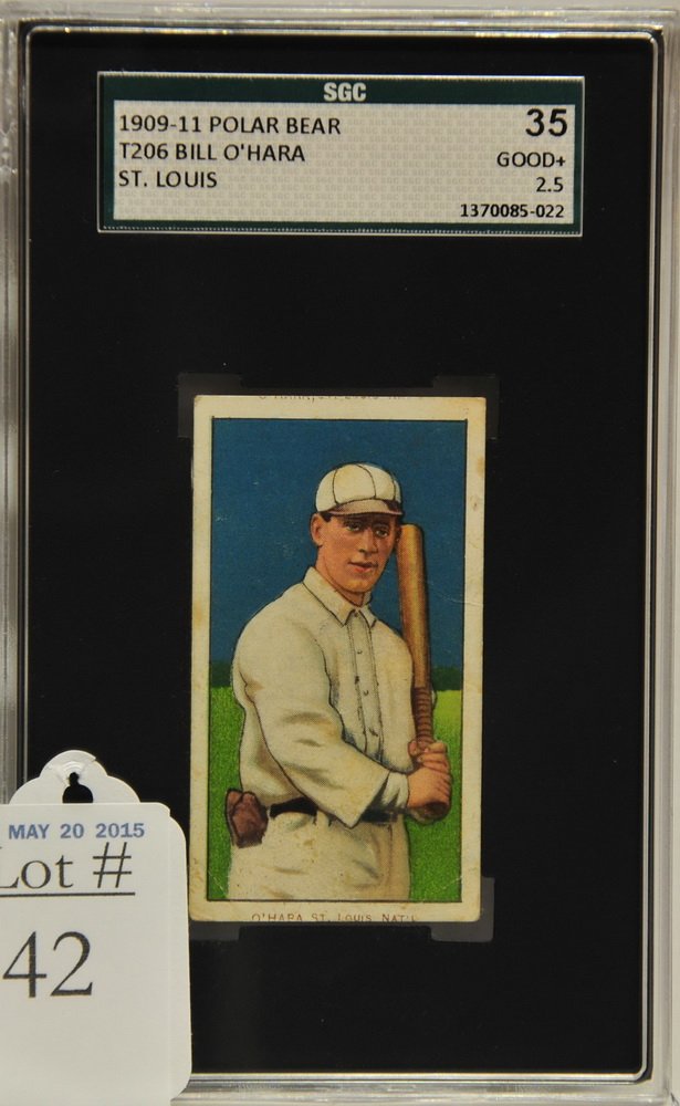 1909-11 T206 Bill O'Hara St. Louis: Polar Bear Back SGC Graded 35 Good+ 2.5