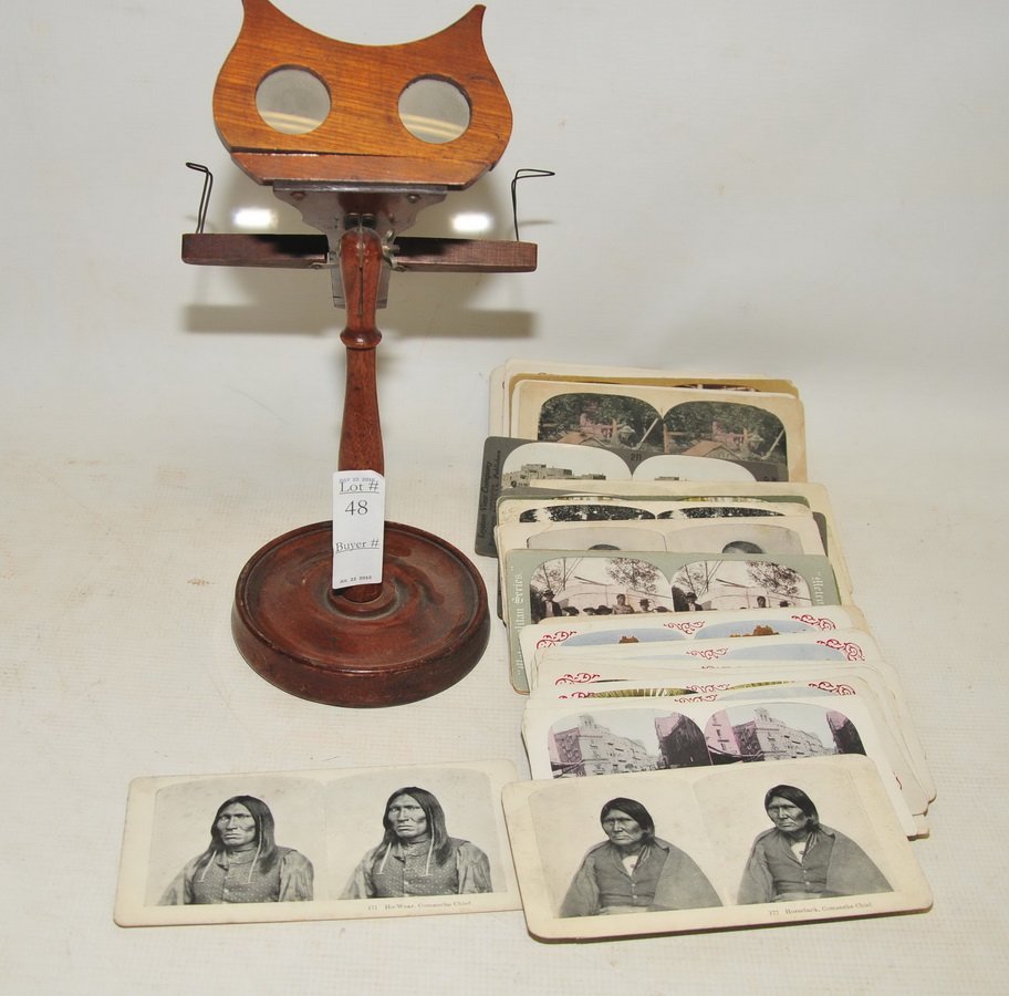 Over 52 Stereo View Cards and Viewer: Including 22 Native American Cards