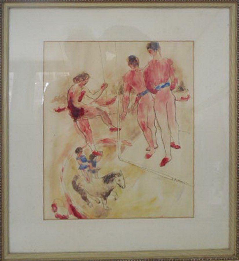 Watercolor by Abbott Pattison 15x13: Watercolor by Abbott Pattison 15x13