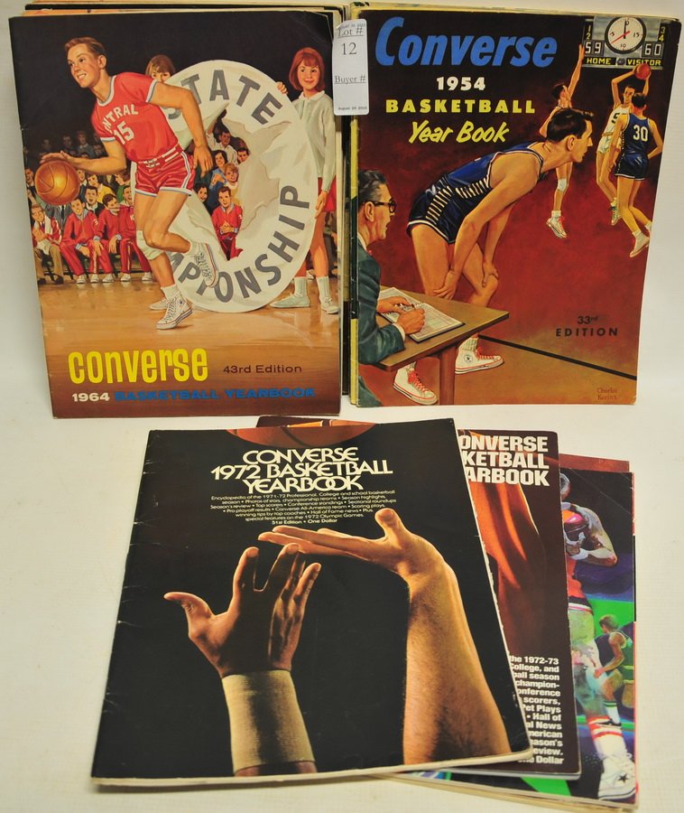 18 Old Converse Basketball Yearbooks: 1954, 1955, 1958, 1960, 1961,1962,1963,1964,1965,1967, 1968, 1969, 1970, 1971, 1972, 1973, 1974, 1975