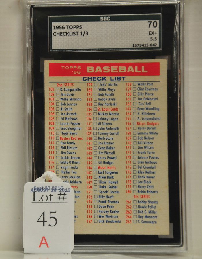 1956 Topps Baseball Checklist #1 (1 of 2)