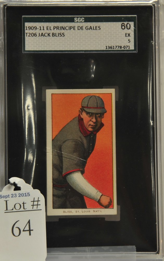 1909-11 T206 Jack Bliss: EPDG Back SGC Graded 60 EX 5