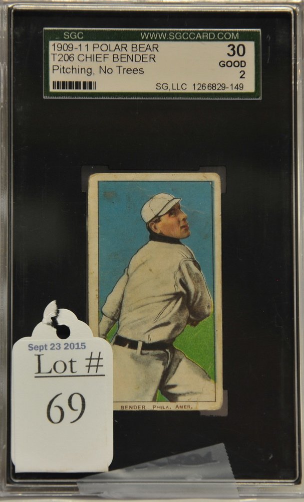 1909-11 T206 Chief Bender: Polar Bear Back SGC Graded 30 Good 2