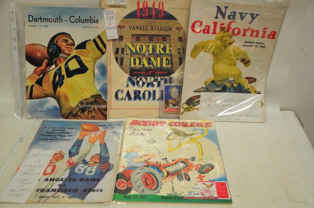 Collection of 5 Old Football Programs (1 of 1)