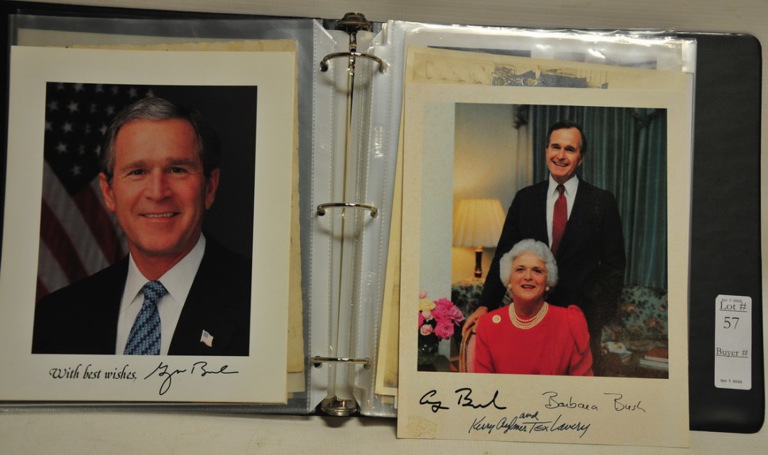 Album of Autographed Photos: Leonard Nimoy, Charlie Sheen, Jack Nicholson, Bob Eberly, Johnny Carson, Marcy Walker, Phil Donohue, Kenny Rogers, Vanna White, Robin Williams, George Bush and many more