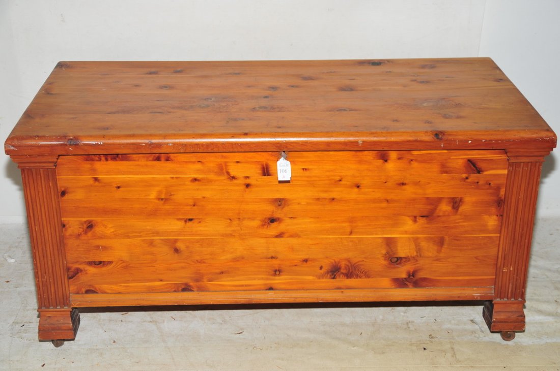 E T Burrowes red cedar chest with handles