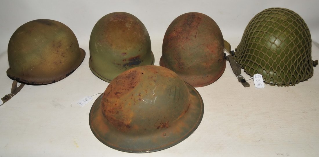 5 US Military Helmets WWI and WWII: With a Vietnam era helmet