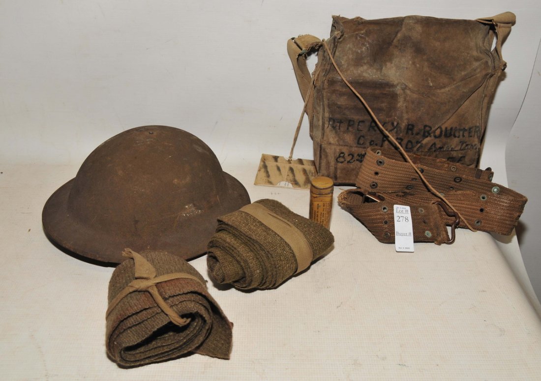 Military Items: Gas Mask, 82 Division Helmet and more