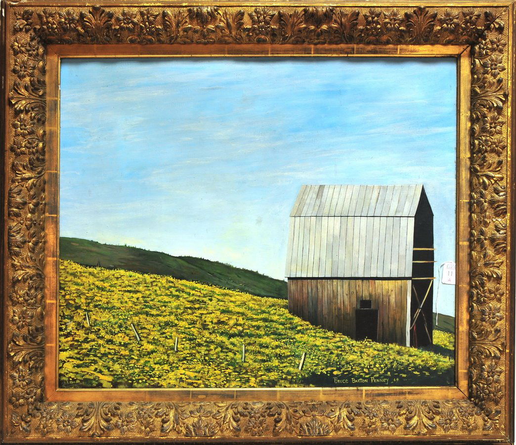 Oil On Board Barn Scene: by Bruce Barton Penney 1964 measures 29x24