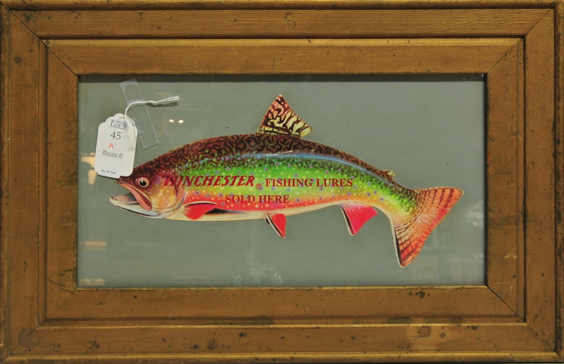Vintage Winchester Framed Advertising Piece 17x9: Winchester Fishing Lures