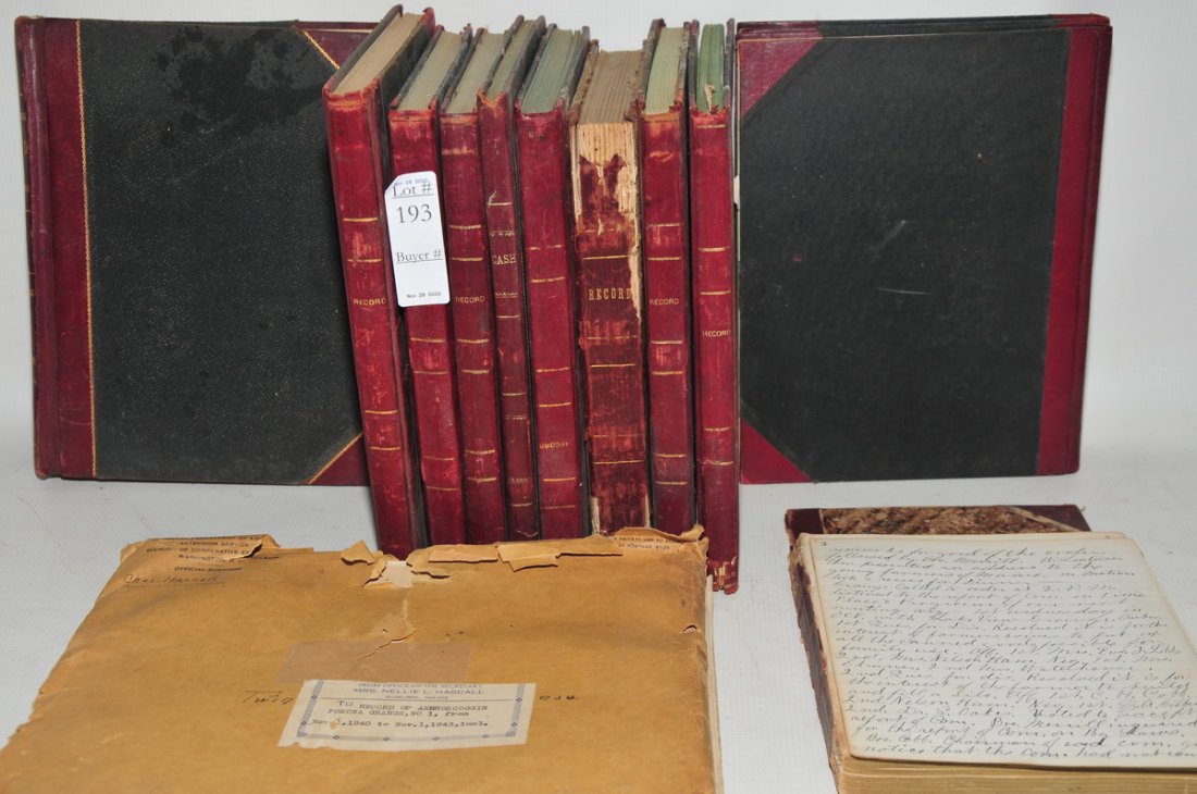 Androscoggin Pomona Grange Hall Records: Maine records and ledgers early 20th century , 12 leather bound ledgers and loose records