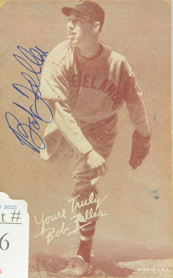 1950's Bob Feller Signed Exhibit Card JSA COA (1 of 1)