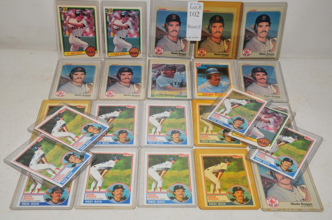 Wade Boggs Rookie Lot: Including 13 1983 Topps Rookies, 3 1983 Donruss Rookies, 7 1983 Fleer Rookies and more