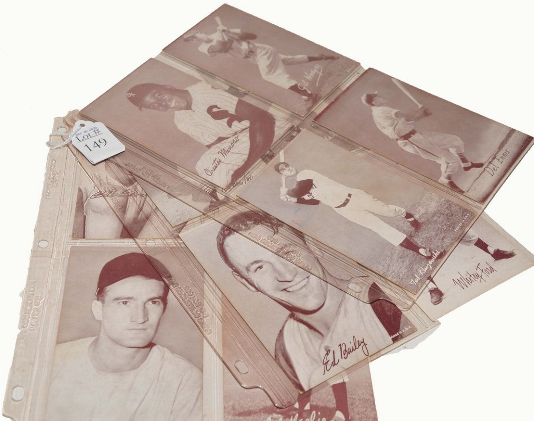 Collection of 12 Baseball Exhibit Cards: Gil Hodges, Ted Kluzewski, Nellie Fox, Del Crandall, Whitey Ford, and more