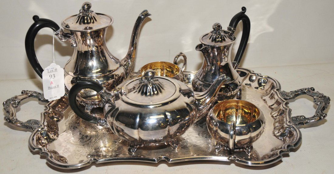 Lunt Silver plated Tea Set with tray: Lunt Silver plated Tea Set with tray