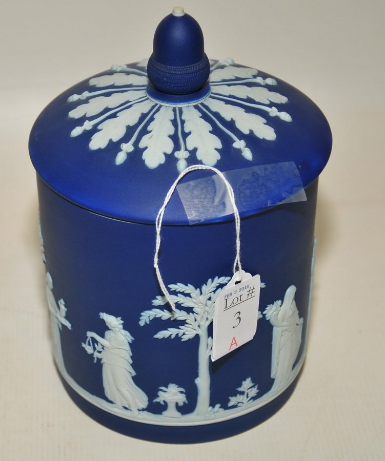 Wedgwood Jasperware Covered Jar 8" (1 of 2)
