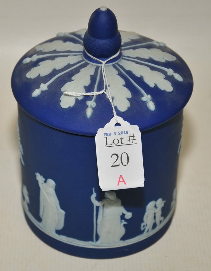 7" Tall Wedgwood Jasperware Covered Jar (1 of 2)