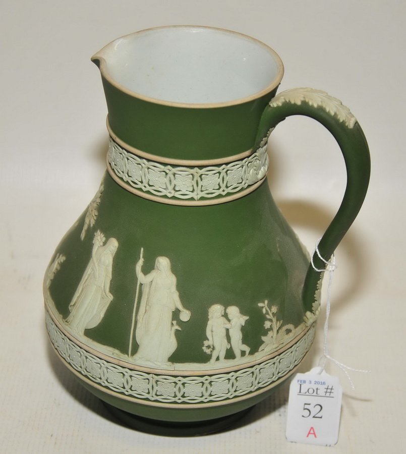 8" Wedgwood Green Jasperware Ewer: 8" Wedgwood Green Jasperware Ewer