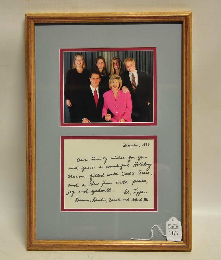 Al Gore Framed and signed family Christmas Card (1 of 1)