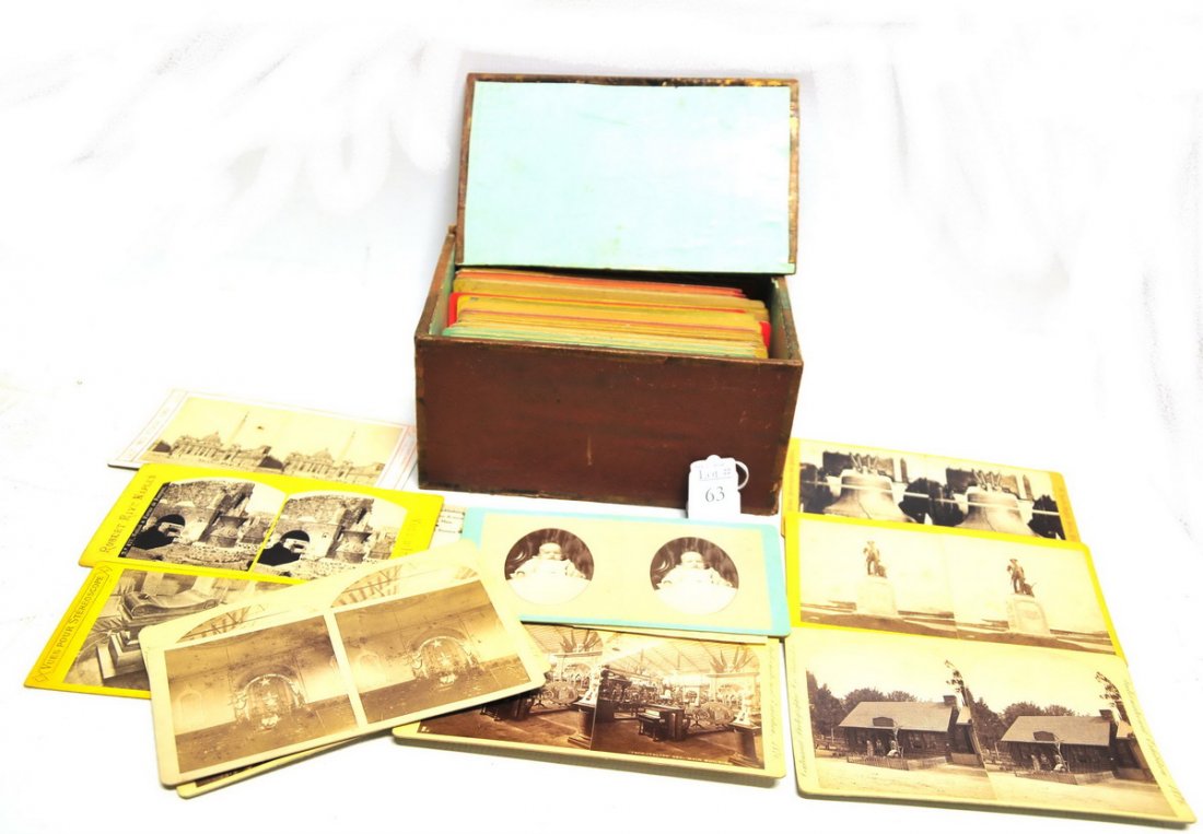 Box of Stereo cards: from Paris, Philadelphia, London and Washington D. C.
