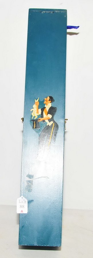 Vintage Magician's Trick: Wood box with handkerchiefs