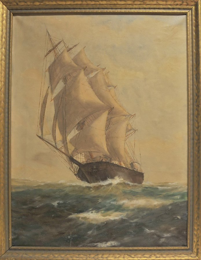 Tall Ship signed by T. Bailey: in lower right hand corner, 26 1/2" x 35 1/2".
