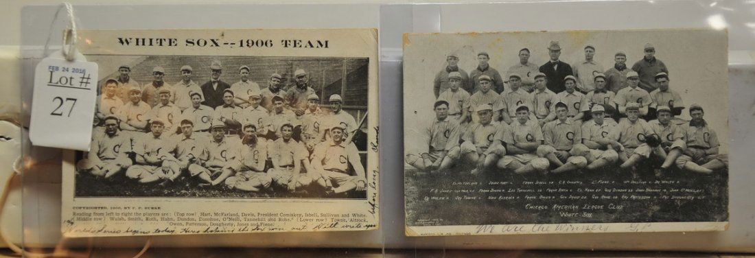 Pair of 1906 Chicago Whitesox Postcards (1 of 1)