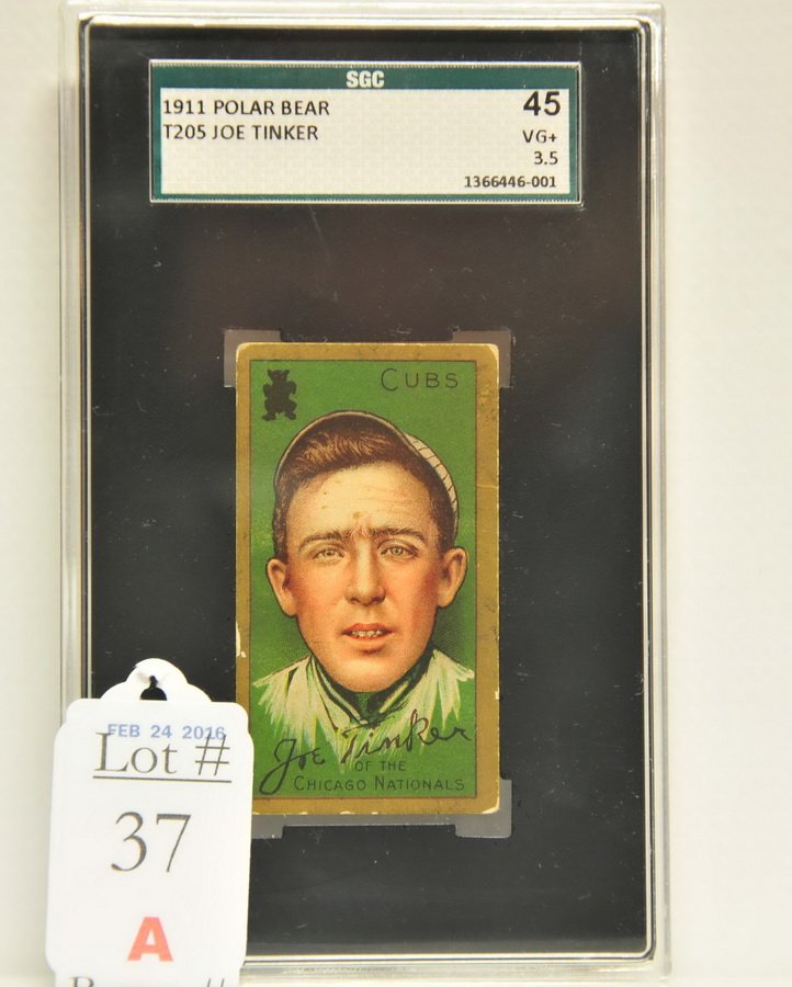1911 T205 Joe Tinker Polar Bear Back SGC 45 3.5: 1911 T205 Joe Tinker Polar Bear Back SGC 45 3.5