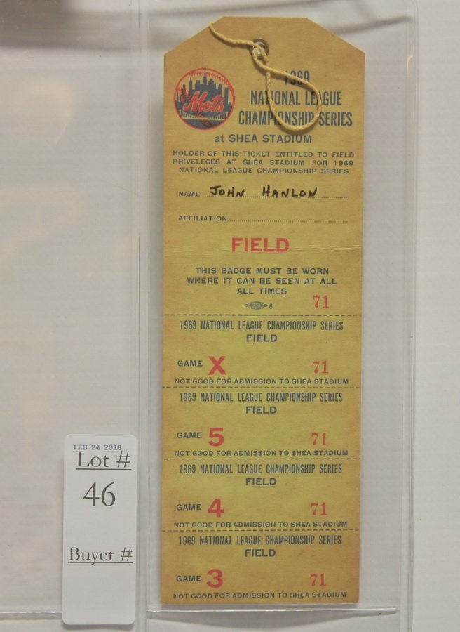 1969 NY Mets Unused World Series Press Ticket (1 of 1)