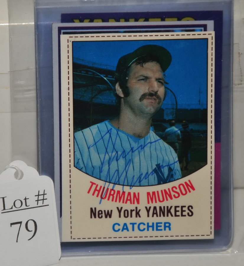 Three Thurman Munson Signed Baseball Cards (1 of 2)