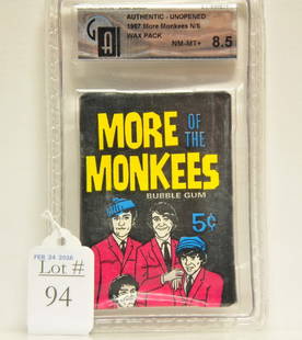 1967 More Of The Monkees Graded Wax Pack: Unopened and Graded by GA NM/MT 8.5