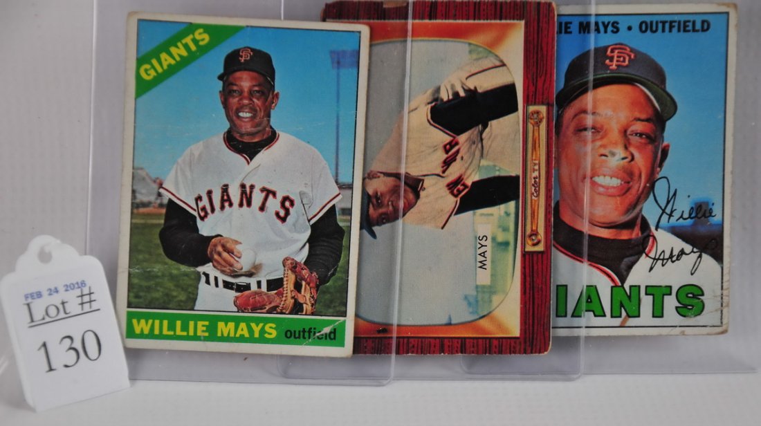 Three Willie Mays Cards: 1955, 1967, and 1966