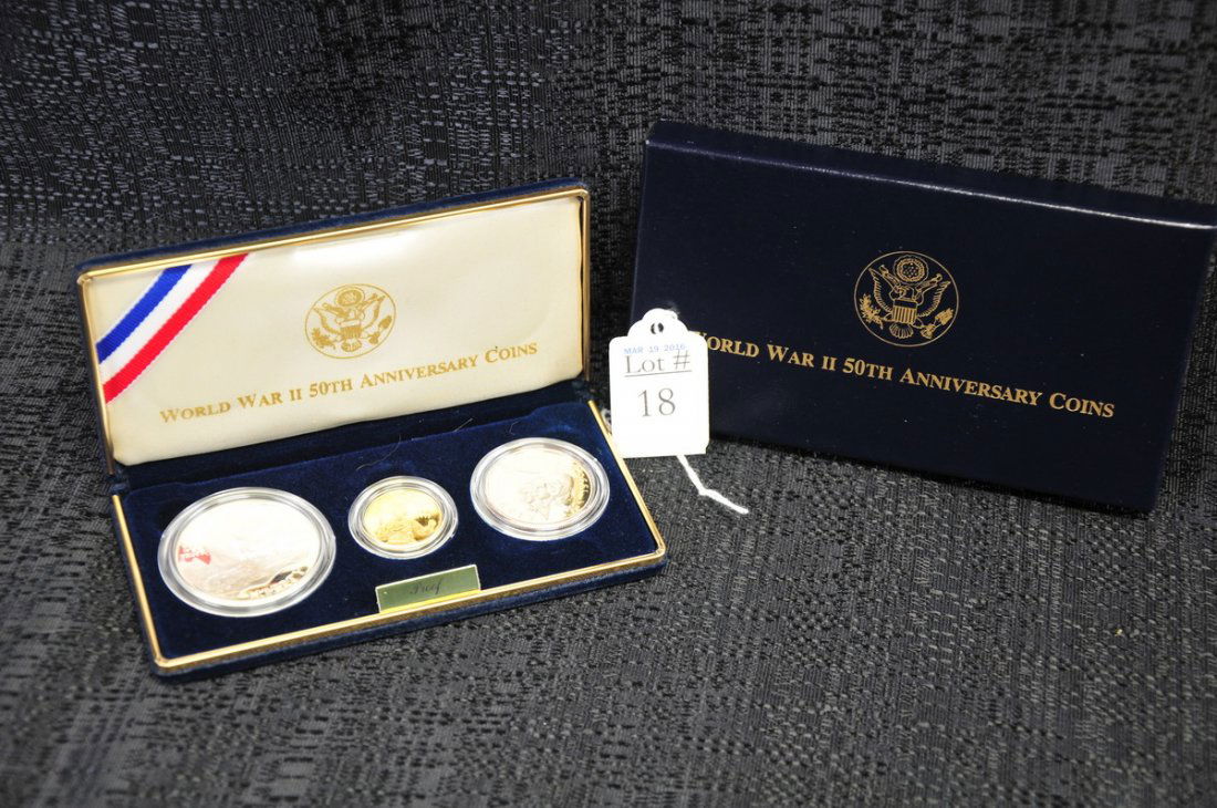 1991-95 WWII 50th Three Coin Gold/Silver Proof (1 of 2)