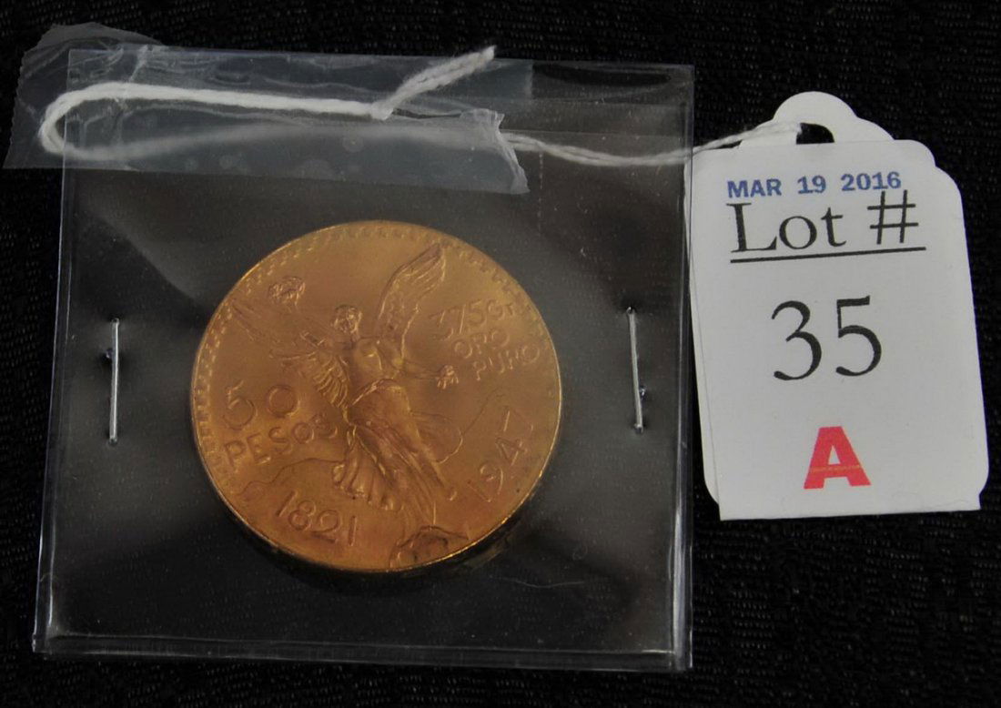 1947 Mexico 50 Peso Gold Coin 1.20 Troy Ounce (1 of 1)