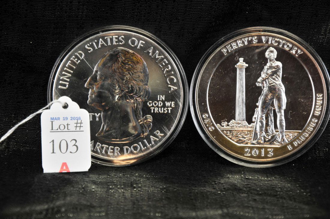 (2) 2013 5OZ. Perry's Victory Silver Coins (1 of 1)