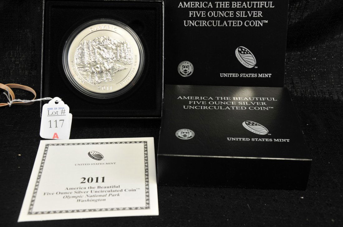 Two 2011 US 5OZ Olympic Silver Coins (1 of 1)