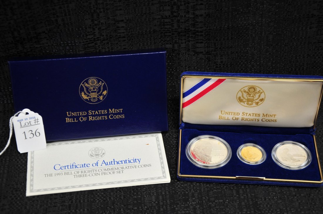 1993 Bill of Rights Gold and Silver Proof Set: Original Government Packaging