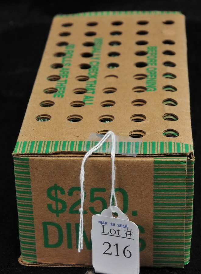 Brick of $250 Face Value US Mint Unc Rolls Dimes (1 of 1)