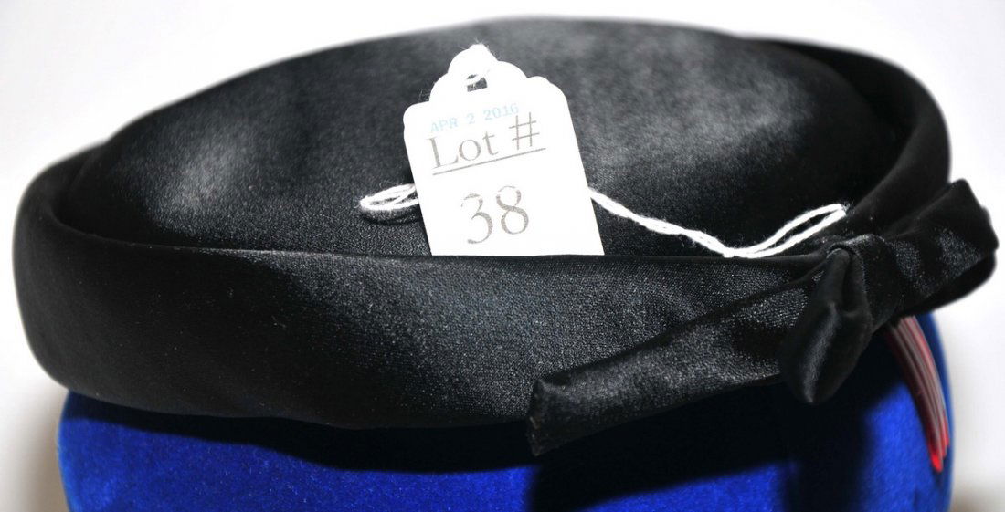 Audrey Hepburn Black Silk Pillbox Hat (1 of 4)
