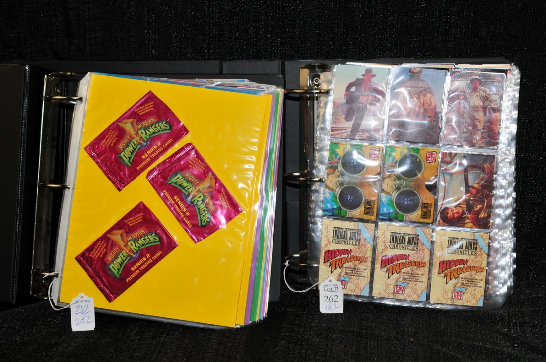 Two albums of non sports cards: c. 1990's, Lion King, Star Trek, Chronicles of Indiana Jones, Aladdin, Wrestle Mania, Power Rangers, Snow White and more.