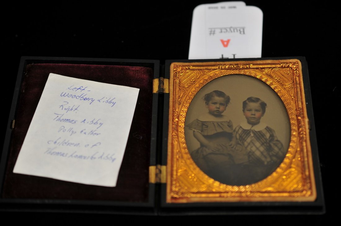 Excellent Ambrotype Libby Family Scarborough Maine: With Provenance inside