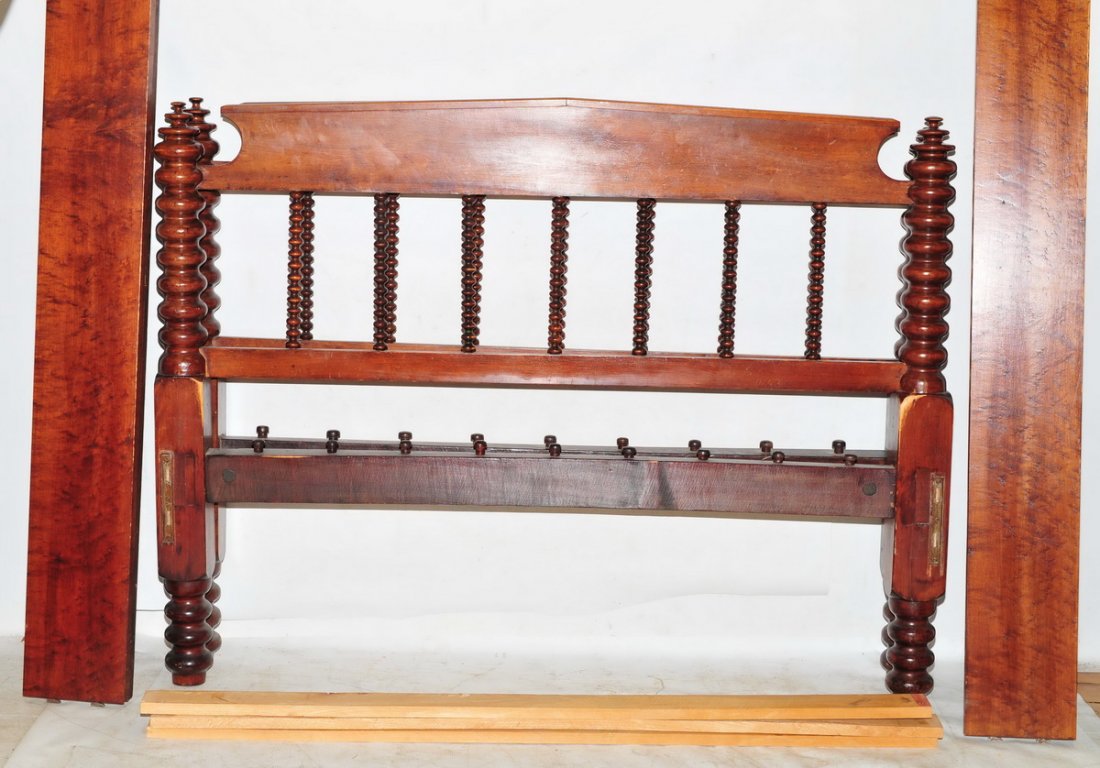 Antique Mahogany Spool Bed: Low head board and foot board, 51" Wide full size