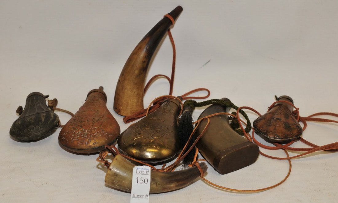 Collection of Powder Flasks and Horns: Collection of Powder Flasks and Horns