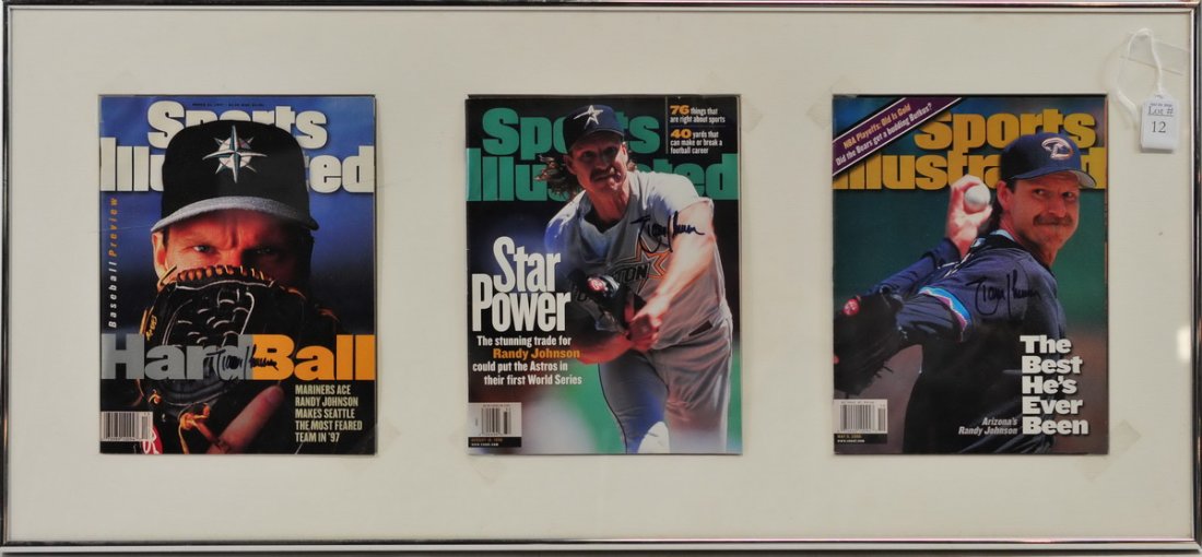 Three Framed Randy Johnson Signed Sports Magazines (1 of 1)