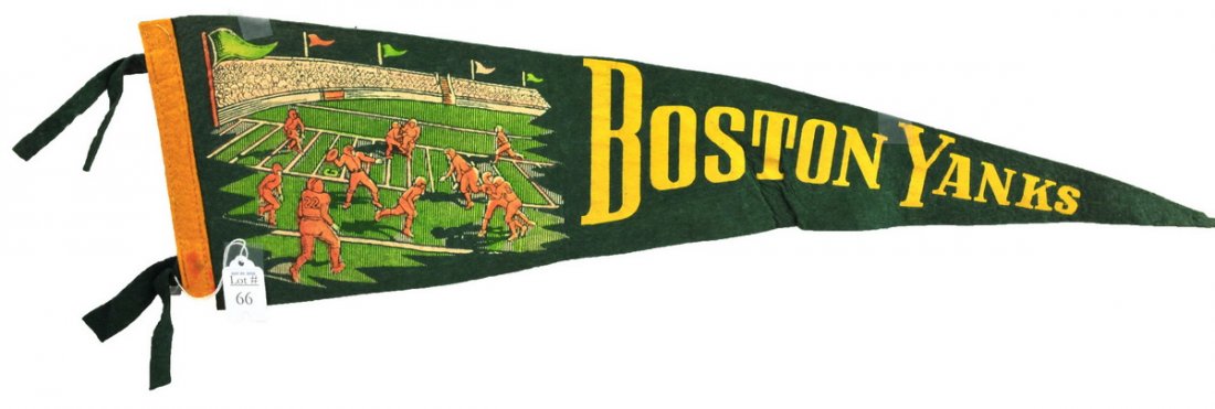 Original Boston Yanks Football Pennant: Measures 25"
